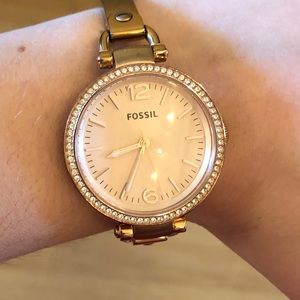 rose gold fossil watch